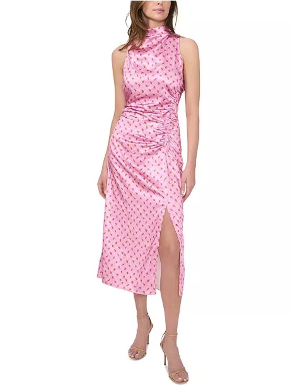 The Ayla Ruched Mock-Neck Midi Dress